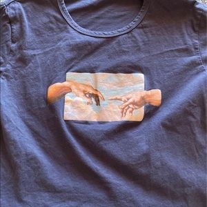 blue cropped graphic tee